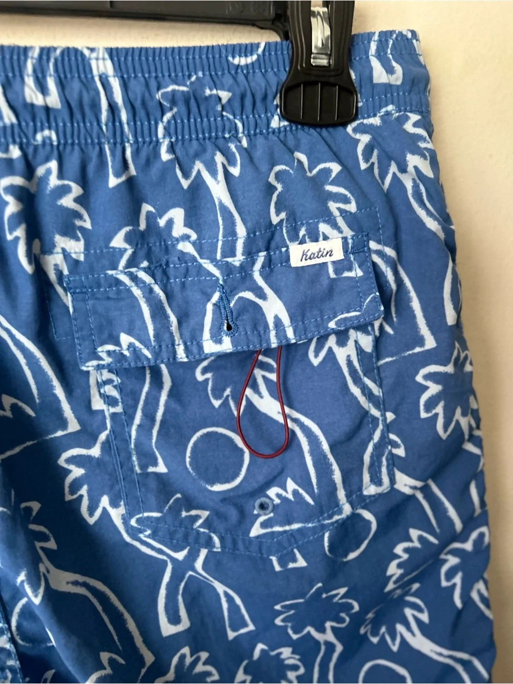 Katin boy’s Blue Palm-Pattern Swim Trunks, Sz XL (18-20) youth